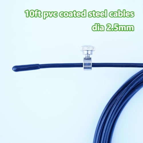 Replacement Cable Cord for Speed Jump Rope, 10FT Stainless Steel Cable Wire,Wire Replacement Jump Rope Speed Cable Accessory for Fast Speed Jump Ropes - color: Black