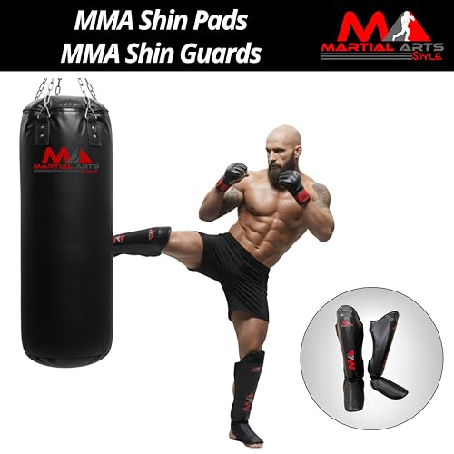 Muay Thai Shin Guards, Shin Pad for Martial Arts, Kick Boxing Leg Instep Protection Pads for Sparring, MMA Kickboxing Taekwondo Professional Training Equipment Gear - size: X-Large
