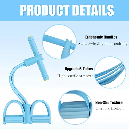 7PCS Resistance Bands Set, 6-Tubes Pedal Resistance Bands with Handles, 5pcs Elastic Workout Band for Physical Therapy, Stretching, Strength Training, Home Gym Equipment for Women Men (Blue) - color: Blue