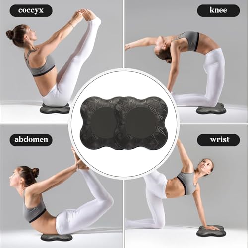 2PC Extra Thick Foam Yoga Knee Pads - Non-Slip Cushion for Knees & Elbows Ideal for Fitness Travel Meditation Kneeling Balance Floor Pilates - color: Black