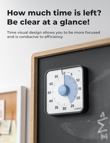 LIORQUE 60 Minute Visual Timer for Kids and Adults, Non-Ticking 7.5 Inch Large Visual Countdown Timers for Classroom Desk Countdown Clock with Magnetic Backing, Kids Pomodoro Timer Clock - color: Blue