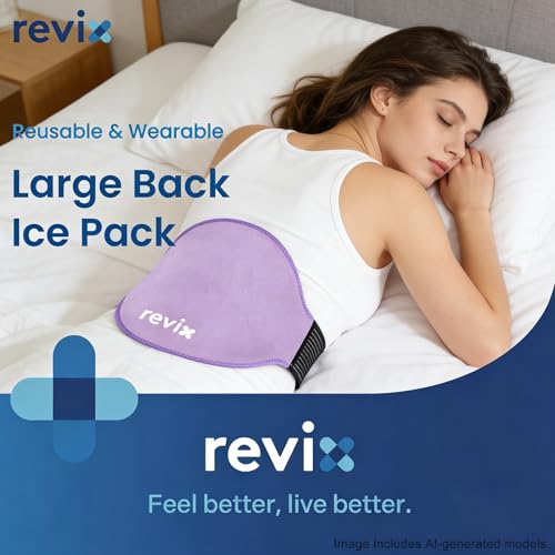 REVIX Extra Large Lower Back Ice Pack Wrap, 2 Pack Gel Wrap for Lumbar | Reusable Cold Gel for Sciatica & Waist Relief, 13.4 x 11 in, Hands-free Lumbar Wrap for Men & Women, Purple - color: Purple