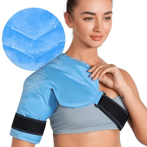REVIX Shoulder Ice Pack for Rotator Cuff Cold Therapy, Arm Gel Ice Pack for Injuries Reusable, Flexible Cold Compression Wrap for Post-Workout Recovery, Fatigue and Shoulder Discomfort, Blue - size: Standard, style: Blue