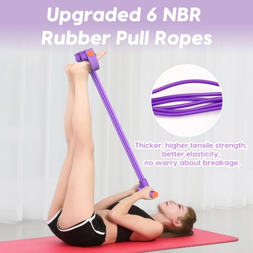 Resistance Bands with Handles, 6-Tube Elastic Pedal Resistance Band for Working Out, Durable Natural Rubber Exercise Bands, Multifunction Exercise Equipment for Abdomen, Waist, Arm, Leg Stretching - color: Full purple