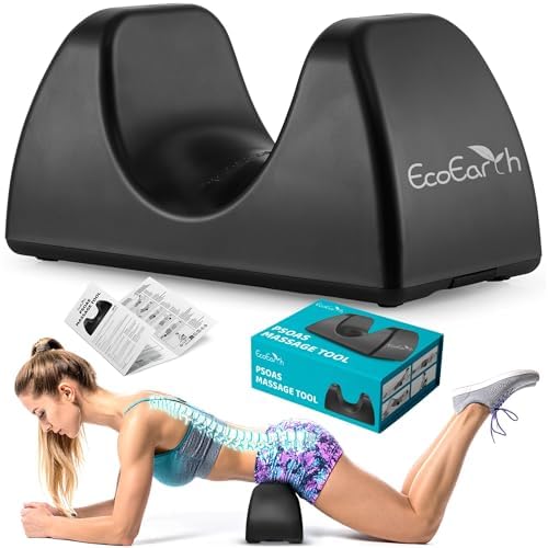 EcoEarth Psoas Release Massage Tool - Black - Deep Tissue Hip Flexor Massager with Strap Design & Anti Slip Base - Myofascial Massage Tool for Lower Back & Psoas Muscles - Trigger Point Massager - style: Strap Design