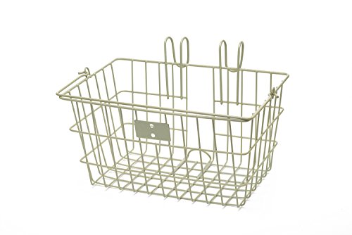 Retrospec Apollo-Lite Lift-Off Bike Basket - Detachable Steel Handlebar Basket with Carrying Handle for Commuting, Shopping & Beach Trips - 14.5in x 9.5in Weather-Resistant Biking Gear - color: Moss Green