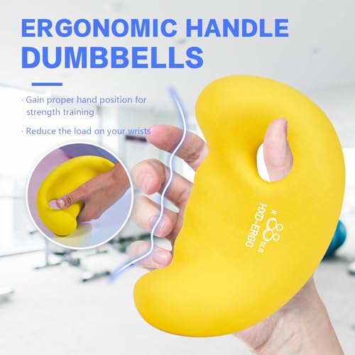 HXD-ERGO Ergonomic Dumbbells Weights Set-Hand Weights for Women at Home, Ear Dumbbells Weights for Pilates, Yoga, Jogging,StrengthTraining - color: 5 LBS