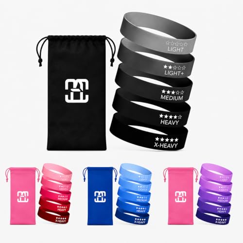 GOCHA Resistance Bands Set of 5 for Exercise & Fitness – Loop Resistance Bands with Carry Bag, Natural Latex Workout Bands for Strength Training, Physical Therapy, Yoga, Pilates, Home Gym (5-40 lbs) - color: Black Set