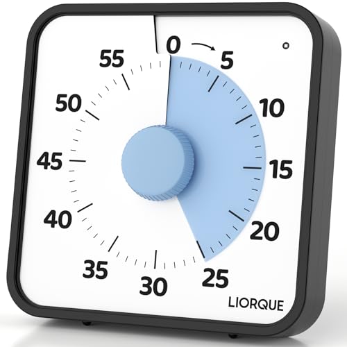 LIORQUE 60 Minute Visual Timer for Kids and Adults, Non-Ticking 7.5 Inch Large Visual Countdown Timers for Classroom Desk Countdown Clock with Magnetic Backing, Kids Pomodoro Timer Clock - color: Blue