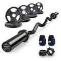 RitFit 2 Inch EZ Curl Bar with Weights, 350LBS Capacity Olympic Barbell for Bicep & Triceps, Home Gym Strength Training - style: Black(with 85LB Weights,Collar and wrist)