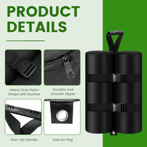 Extra 240 LBS Canopy Weights Sand Bags Set of 4, Plug Size Heavy Duty Tent Leg Sandbag for Outdoor Sun Shelter, Gazebo, Patio Umbrella (Black, 60 Lbs x 4) - size: 240 LBS