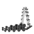 CAP Barbell 150 LB Coated Hex Dumbbell Weight Set with Vertical Rack | Multiple Options - color: White Rack, style: 12-Sided Black Handle