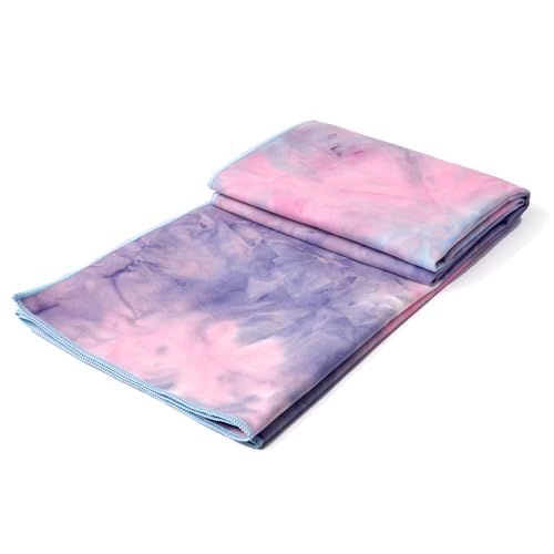 Eunzel 2 Pack Hot Yoga Towel Non Slip Yoga Mat Towel Non-Slip Sweat Absorbent Microfiber Towel for Hot Yoga, Pilates and Workout 72" x 26.5", Purple & Blue/Purple & Green - color: Z-purple & Blue/Purple & Green (2 Pack )