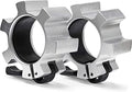 Metal Olympic Barbell Clamps 2inch Heavy Duty Exercise Collars,Weight Clips for 2" Barbell,Quick Release Weight Clamps for Weightlifting, Olympic Lifts Strength Fitness Training 1 Pair - color: Silver