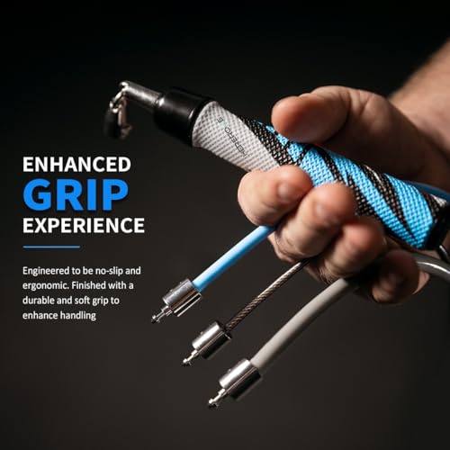 HEREROPE Weighted Jump Rope for Men Women Interchangeable 1/6lb 1/4lb 1/2lb Heavy Jump Rope- Adjustable Length, Tangle Free, Smooth Ball Bearing, Anti-slip Grip, Skipping Rope for Weight Loss - color: Blue & Black, size: 9'0" L - Fits Users Under 5'10"