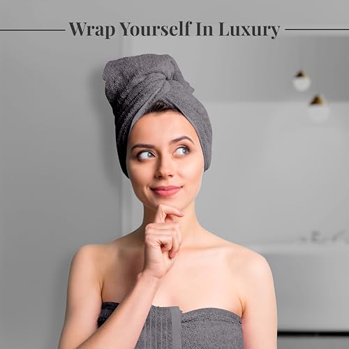 Tens Towels Pack of 8 Towels Set, 2 Extra Large Bath, 2 Hand, 4 Washcloths, 100% Cotton, Lighter Weight, Quicker to Dry, Super Absorbent, Perfect for Bathroom, Dark Grey - color: Dark Grey