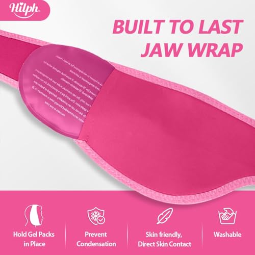 Hilph Wisdom Teeth Ice Pack Head Wrap – Face Ice Pack for Jaw Oral Surgery & TMJ Relief, Upgraded Large Jaw Ice Wrap with 4 Hot Cold Gel Packs for Dental Surgery, Tonsillectomy, Tooth Extraction, Pink - color: Red