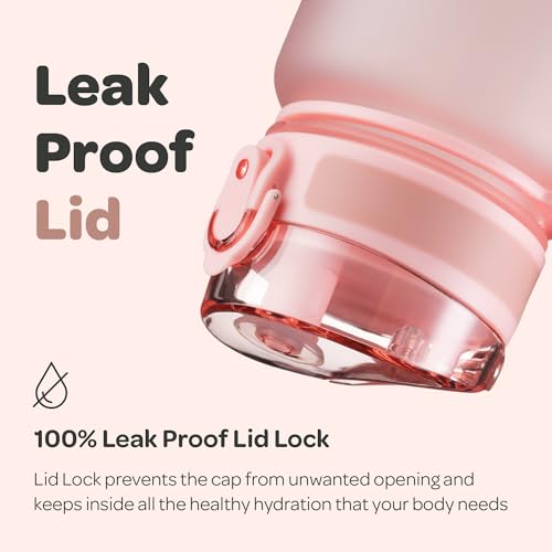 Hydracy Motivational Water Bottle with Time Marker & Fruit Infuser 17 oz | BPA-Free Tritan, Leakproof Flip-Top Lid,No-Sweat Sleeve,Carry Strap,Daily Intake Tracking for Gym,Sports,Outdoors - color: Rose Gold, size: 17 Ounces
