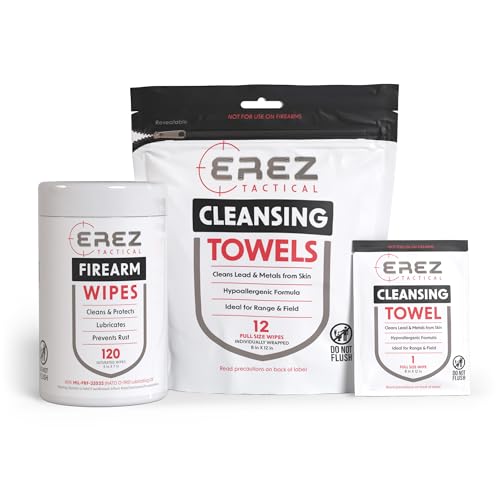 Lead Wipes for Shooting - 12 XL Hypoallergenic Towels, Plant-Based Cloth, Lead Remover for Range & Field, Removes Lead & Metal Dust, Safe for All Skin, 8"x12" - size: 12 Count (Pack of 1)