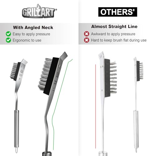 GRILLART Grill Brush and Scraper, Wire BBQ Grill Brush for Outdoor Grill, 16.5” Grill Cleaning Brush BBQ Grill Accessories, Safe Grill Cleaner Brush-Ideal Gift for Men/Dad BBQ Brush for Grill Cleaning - color: Black