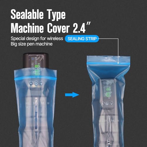300pcs Tattoo Machine Covers Sealable Type - Clear 2.4×8 Inch Tattoo Pen Covers Machine Bags Sleeves for Cartridge Tattoo Machine - Professional Tattoo Supplies & Accessories (Blue (2.4×8 inch)) - color: Blue (2.4×8 inch)