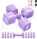 5-in-1 Adjustable Dumbbell Set for Women Men 10 lb Each | Dumbbells Set of 2, Free Weight Set at Home Gym, Locking/TPU Soft Handle for Exercise & Muscle Toning Weight Loss - color: Purple