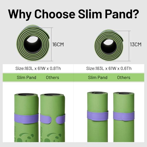 Slim Panda Yoga Mat Strap Slap Band, One Snap Keeps Mats Tightly Rolled, Heavy-Duty Clasp Fits Most Size Mats(24" L X 2" W) - color: Black