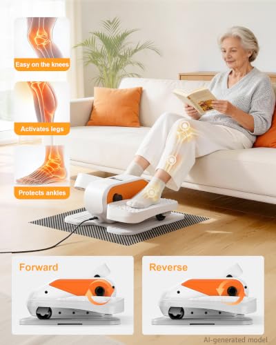 VIVURN® 023 Under Desk Elliptical Mini Electric Leg Exerciser for Senior, 12 Speeds RF Remote Display Monitor Non-Slip Mat, Quiet & Compact Seated Pedal Exerciser for Home Office Gift for Mom Dad - color: White