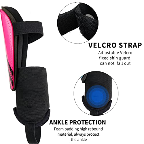 newox Soccer Shin Guards Kids Youth - Shin Pads Protection Boys Shin Guards Soccer Youth - Soccer Shin Guards for Kids 3-15 Years Old Girls Boys - color: Pink+Black, size: Small