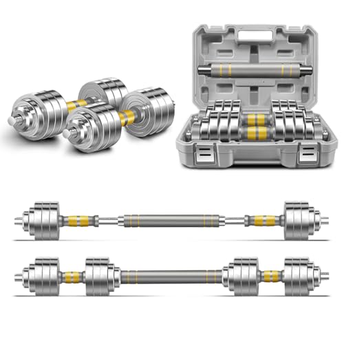 PHOEROS Adjustable Dumbbell Set - 44/66/88 LBS weights set, Dumbbell Barbell 3 in 1, Steel Dumbbells Pair with Connecting Rod for Adults Women Men Fitness Workout, Home Gym Exercise Training Equipment - color: 88lbs