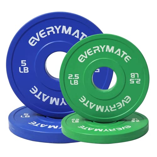 EVERYMATE Change Weight Plates 1.25LB 2.5LB 5LB Set Fractional Plate Olympic Bumper Plates for Cross Training Bumper Weight Plates Steel Insert Strength Training Weight Plates - color: 15 LB (2.5LB+5LB)X2