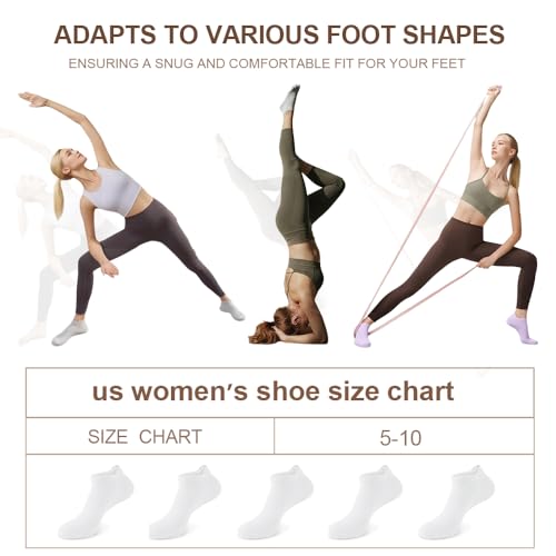 5 Pairs Pilates Socks with Grips for Women Non Slip Grip Yoga Crew Socks for Barre Hospital Barefoot - color: A - 5 Pairs White