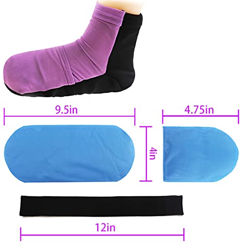 Reusable Cold Therapy Socks, Gel Ice Pack for Feet Heels Injuries Swelling, Hot and Cold Therapy Socks for Plantar Fasciitis Neuropathy Chemotherapy Pain Relief for Foot Ankle (Purple) - color: Purple