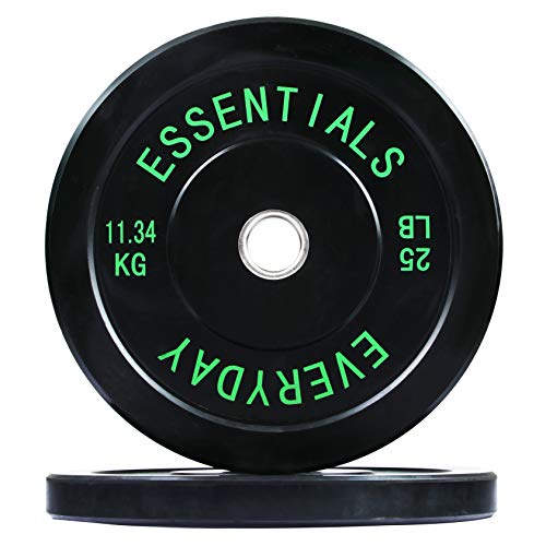BalanceFrom Color Coded Olympic Bumper Plate Weight Plate with Steel Hub - style: 25lbs Pair, Black