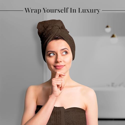 Tens Towels Pack of 8 Towels Set, 2 Extra Large Bath, 2 Hand, 4 Washcloths, 100% Cotton, Lighter Weight, Quicker to Dry, Super Absorbent, Perfect for Bathroom, Brown - color: Brown
