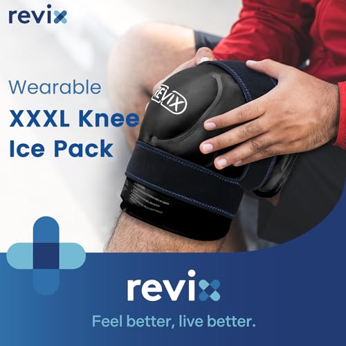 REVIX 20'' XXXL Reusable Ice Knee Wrap for Meniscus Tear and Arthritis, Extra Large Cold Therapy Gel Pack for Knee, Back, Shoulder Relaxation and Post-Workout Recovery, Soft Plush Lining Cold Pack - style: Black-1Pack