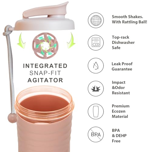Protein Shaker Bottle,Sports Blender Bottles for Protein Mixes with Whisk Ball,Mixer Bottle,Portable Pre Workout Whey Protein Drink Shaker Cup，Midnight Pink - color: Midnight Pink