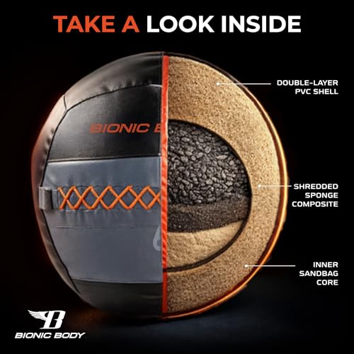 Bionic Body Soft Medicine Ball Weighted Slam Wall Ball for Cardio Workout and Core Training – Ideal for Squat, Lunge, and Partner Toss - style: 6LB