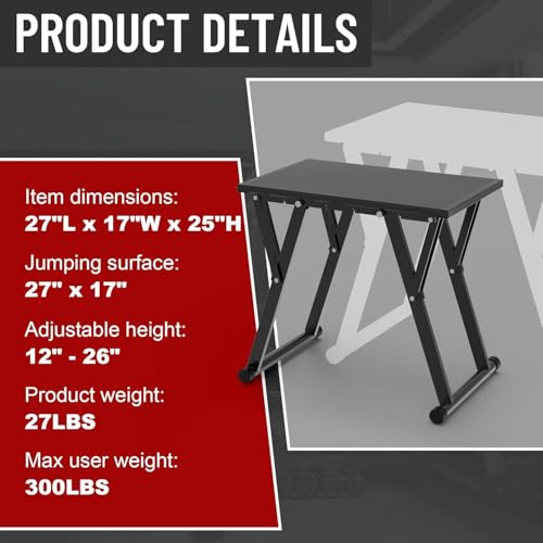 GanFindX Adjustable Steel Plyometric Box，Six Height Settings 12''-26'' Steel Plyo Box Home Gym Jump Trainer for Fitness Exercise Agility Stamina Conditioning Strength Training