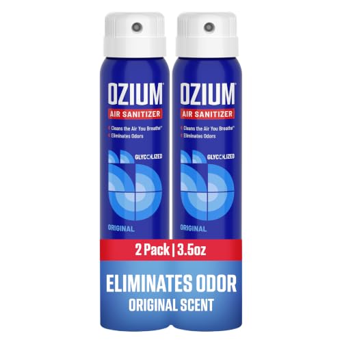 Ozium 3.5 Oz. Air Sanitizer and Odor Eliminator | For Homes, Cars, Offices and More, Original Scent, 2 Pack, Clear - size: 3.5 Ounce (Pack of 2)
