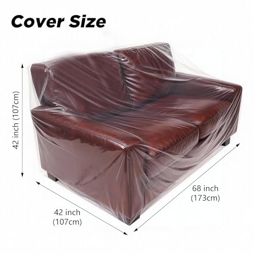 Plastic Loveseat Cover Furniture Cover with Elastic Band, Clear Sofa Cover Protector for Moving and Storage, Waterproof & Dustproof Moving Bags Slipcover 68W x 42D x 42H Inches (Loveseat) - size: Loveseat