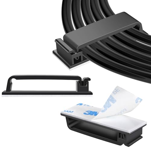 XHF 50 PCS Self Adhesive Cable Clips(L) Black,Wire Clips Cable Management Wire Organizer Cord Holder for Under Desk, Car, Wall, TV PC Ethernet Cable - color: Black, size: L-50 PCS