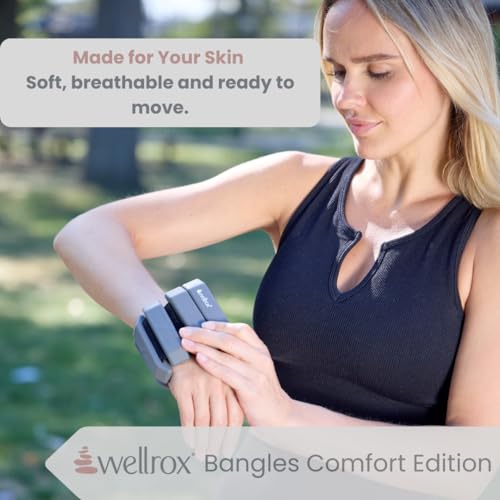 Wellrox Weighted Bangles – Adjustable Ankle and Wrist Weights for Women & Men – Set of Ankle Weights 2 lbs (1 lb Each Wrist Weight) | Weighted Arm Bands for Pilates, Yoga, Running & Walking - color: Slate Grey