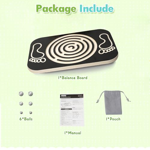 Balance Board Maze for Kids, 17.5-Inch Wobble Board Rocking Seesaw Sensory Training with 6 Balls, Non-Slip Pedals Indoor Outdoor for Boys Girls
