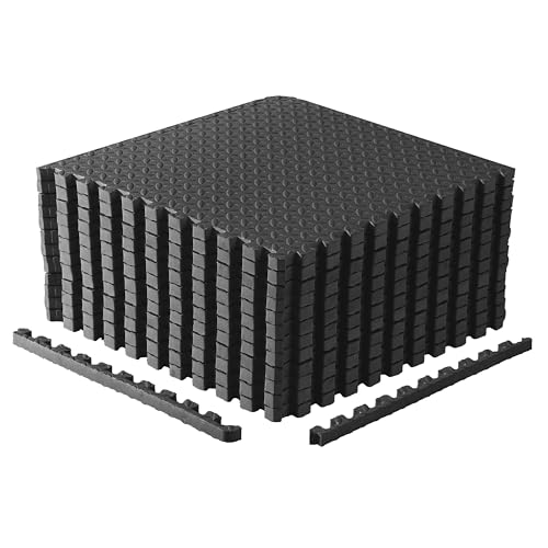 CAP Puzzle Exercise Mats | 1” Thick EVA Interlocking Foam Tiles for Home Gym Flooring | Multiple Options - color: Diamond - Black, style: 12 Tiles (48 SQ FT)