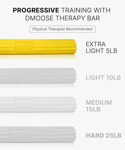 DMoose Fitness Flex Resistance Bar for Physical Therapy - Non-Slip Odorless Material, Exercise Bar for Tennis & Golfers Elbow Tendonitis Relief - Wrist and Forearm Strengthener & Grip Strength Trainer - color: Yellow