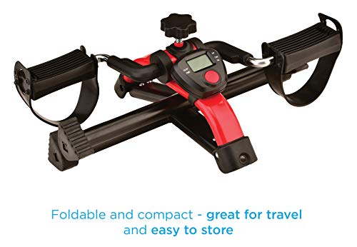 NOVA Medical Products Pedal Exerciser with Digital Display Tracker, Foldable Hand and Foot Cycle Exerciser, Great for Home, Office or Travel, Red