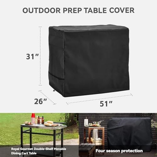 Pizza Oven Table Cover- Heavy Duty Waterproof Cover for Pizza Oven Cart Table,Compatible with 51 inch Outdoor Utility Cart and Storage Cabinet Black - color: Black, size: 51"x 26"x 31"