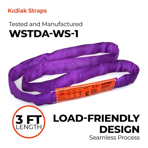 Endless Round Sling Lifting Strap - Polyester Lifting Sling Strap, Heavy Duty for Rigging Moving Towing Hoisting- Kodiak Straps - color: PURPLE, size: 2600LBS x 10FT