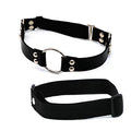 Adjustable Elastice 2 Rows Leather Leg Harness Garter Belt Punk Gothic Thigh Ring Garter - color: Black Ring & Black Band
